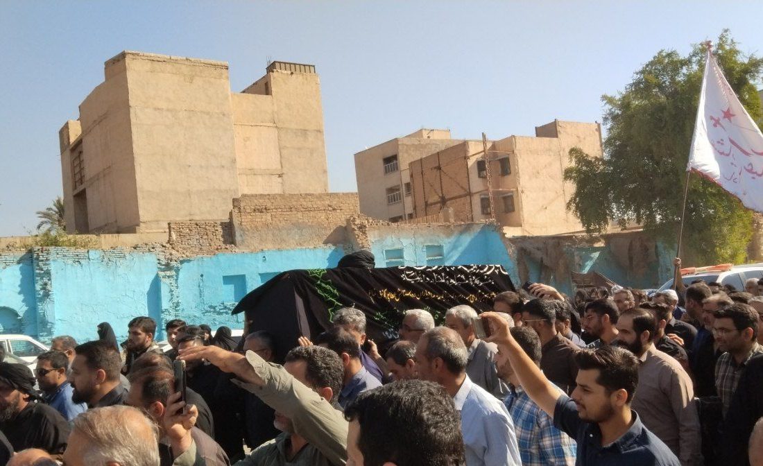 تشییع باشکوه پیکر حضرت آیت‌الله سید طیب موسوی و خاکسپاری در حرم علی بن مهزیار اهوازی